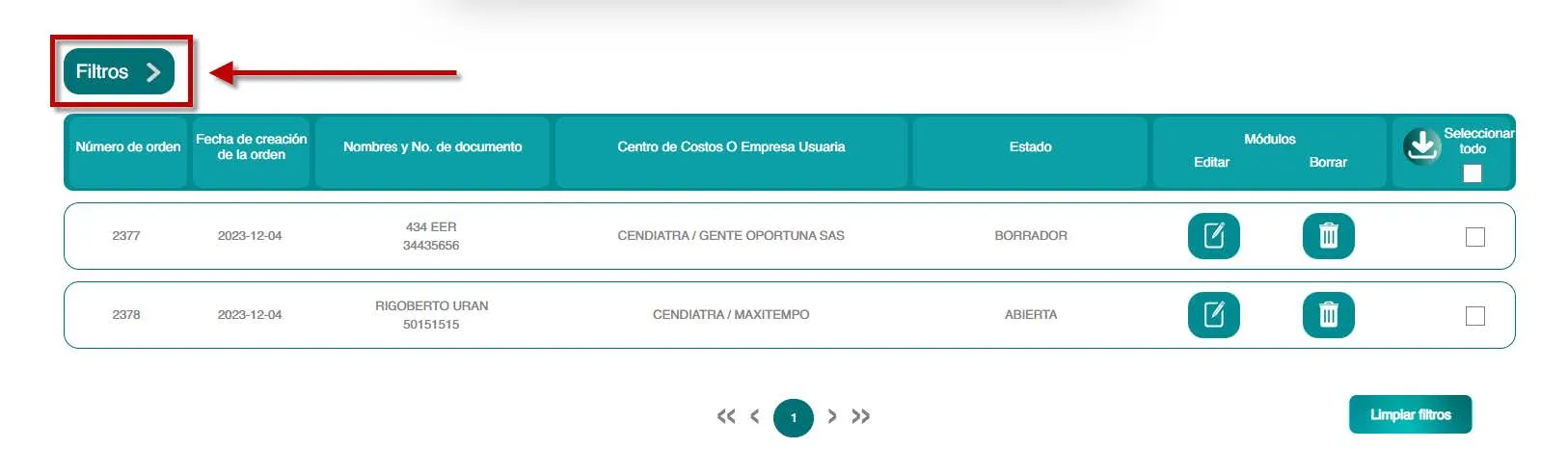 Gestionar Ordenes