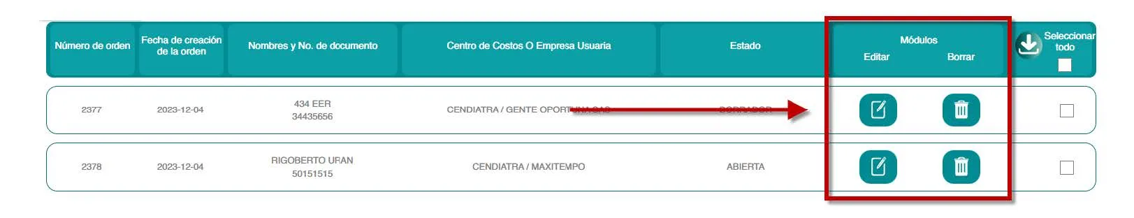 Gestionar Ordenes